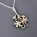 Brushed Silver Flower Necklace - Floral Branch - Nature Jewelry