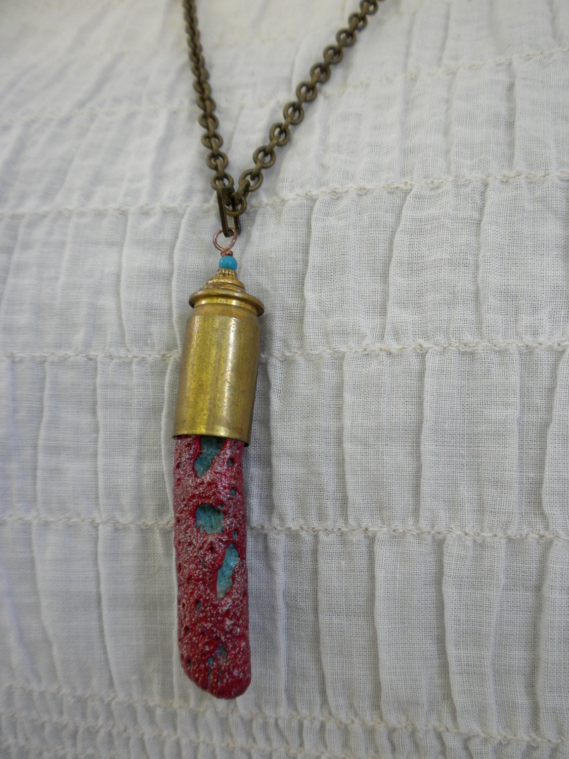 Amazing Coral & Bullet Casing Necklace