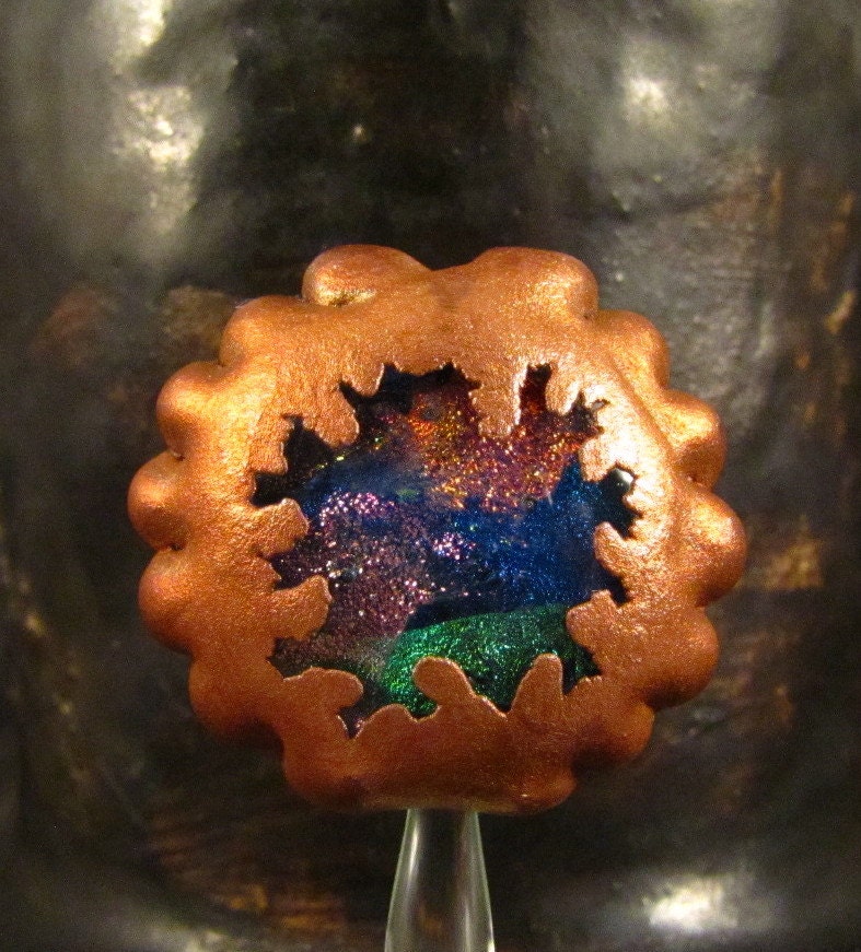 Lampwork bead dichroic electroformed lentil focal - The Magic Inside