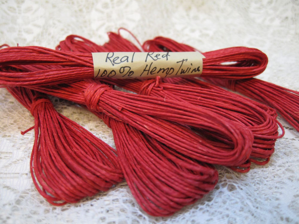 Real Red Natural Hemp Macrame Cord Twine 30 ft