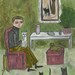 Cecil Hartwig, cat fancier.  Limited edition print of an original oil painting by Vivienne Strauss.