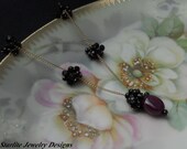 Ruby Cabochon Drop Necklace - Accented with Black Spinel