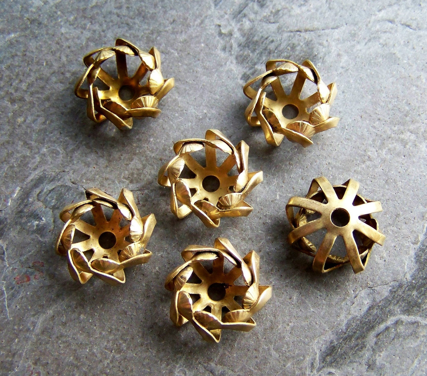Sale-See Store Announcement-Vintage Brass Bead-Vintage Metal Bead-Vintage Brass Unique Bead Cap-6