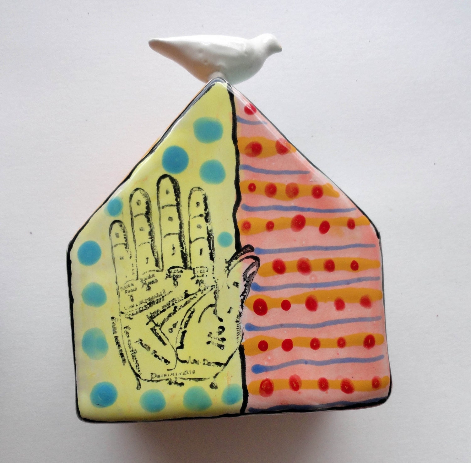 Ceramic House Dove House Fortune Hand