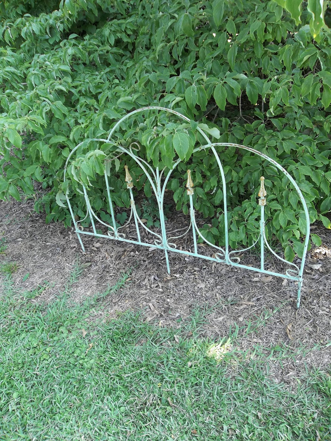 Vintage Wrought Iron Gate Garden Decor Edging Wedding Decor Wrought Iron Headboard French County Farmhouse Cottage Chic Shabby Rusty Chippy