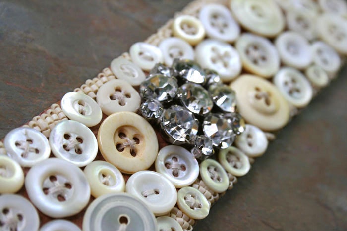 Vanilla Buttons - Handmade Vintage Cuff Bracelet
