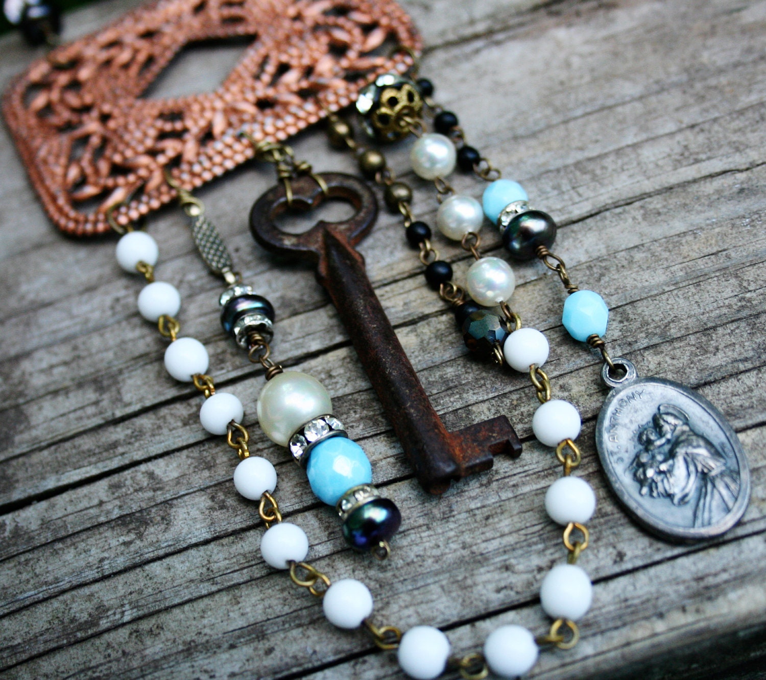 Vintage Assemblage Key Charm Necklace
