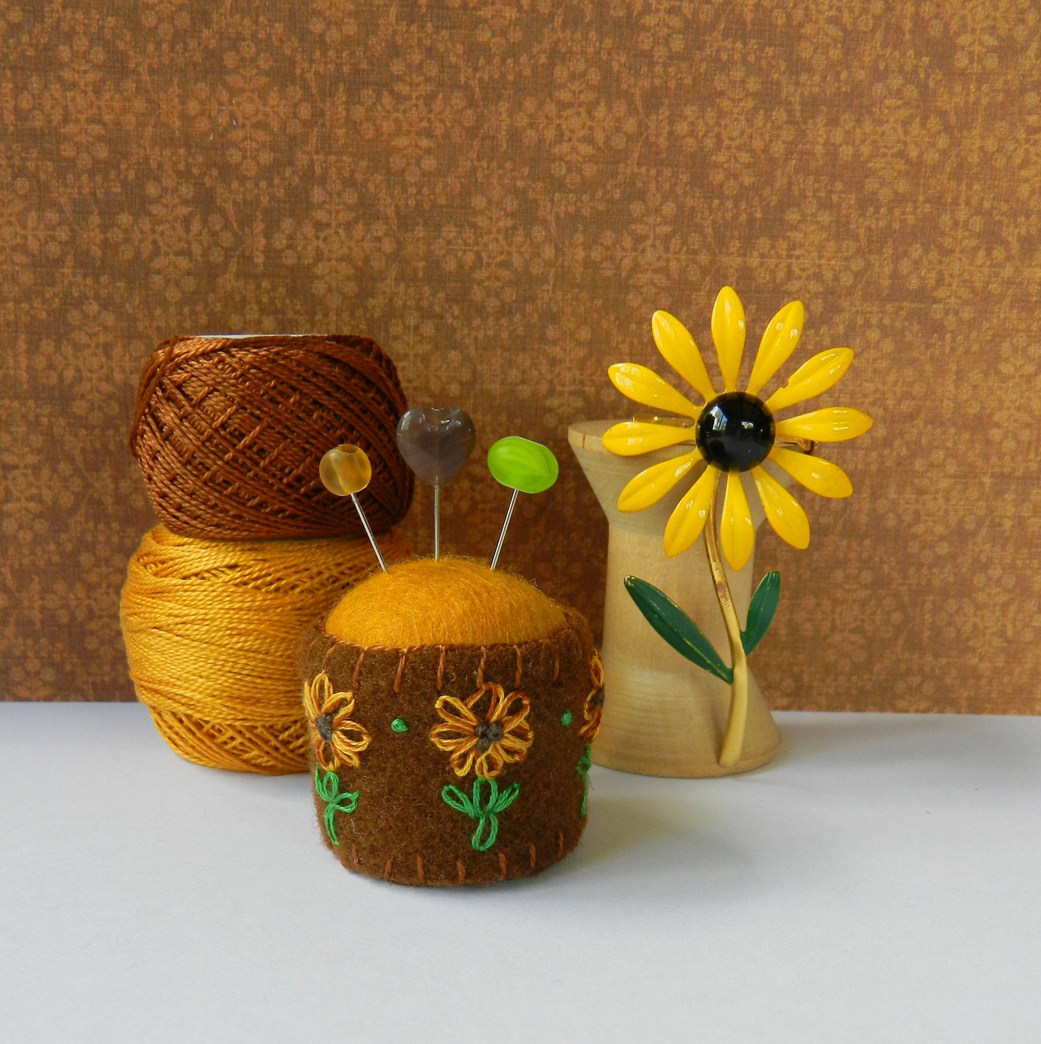 Sunflower Bottle Cap Pincushion