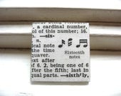 Music Note Magnet, Sixteenth Notes word Magnet, Magnet, Recycled Upcycled Eco Friendly