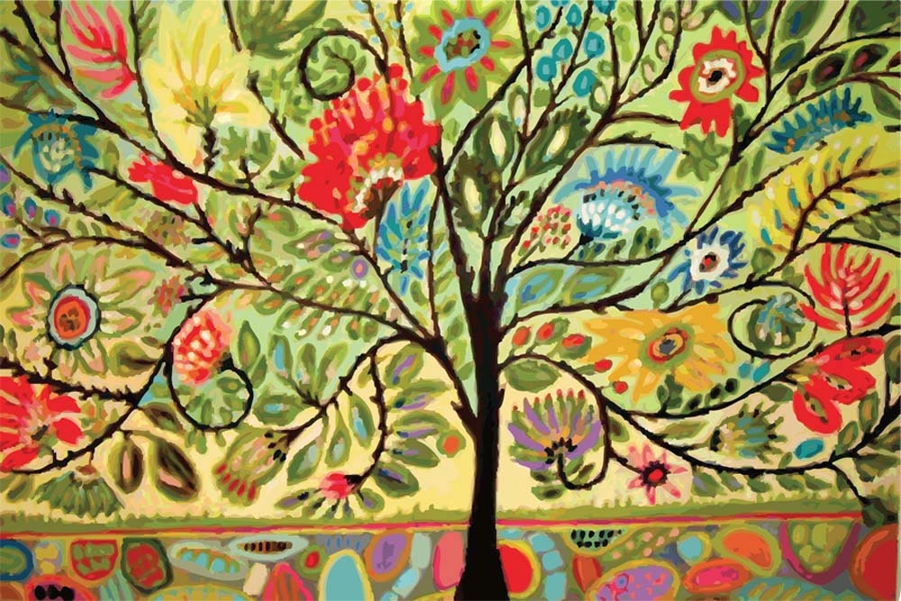 Sweet Tree of Life - PRINT by Karen Fields 19 x 13 Inspirational Flowers