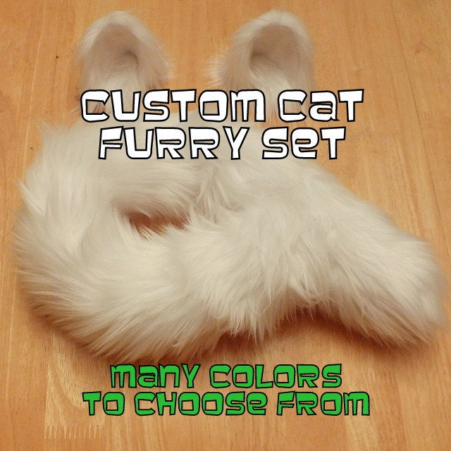 HALLOWEEN CAT COSTUME - Custom Color Cat ear and Cat tail- Anime, Cosplay, Furry, Plushie