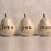 Mothers Day gift for your mom ... love you mom ...Three handmade polymer clay pears ... 3 Word Pears, white