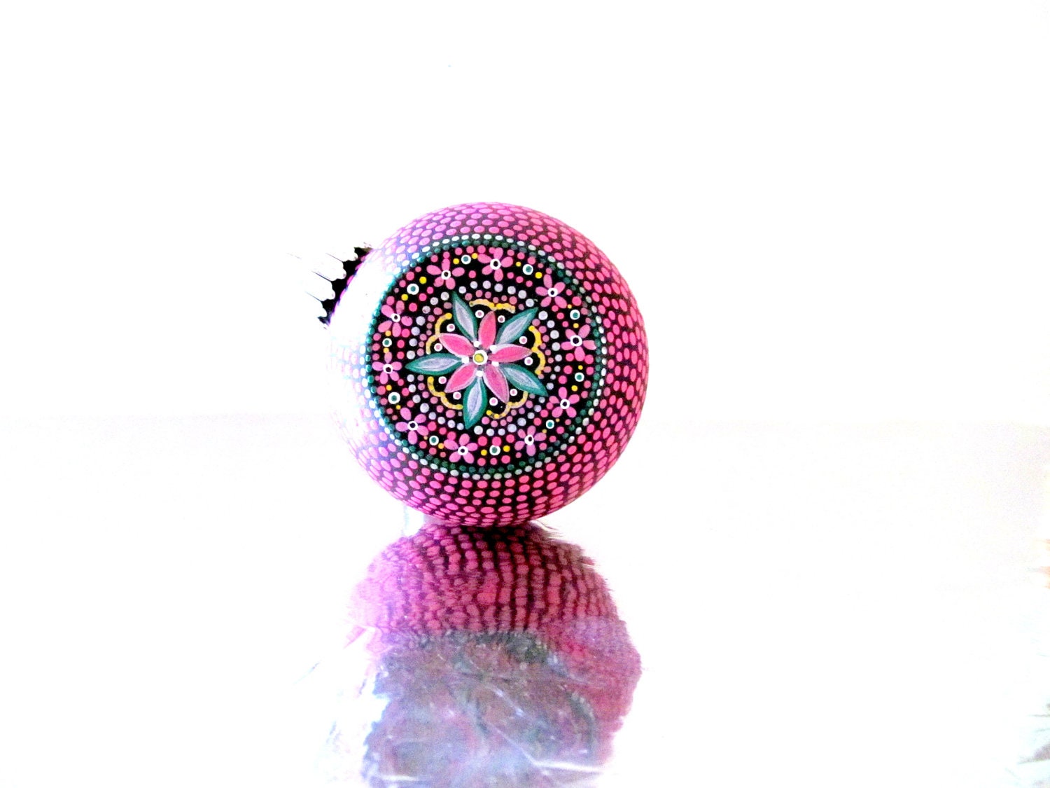 Pink Christmas: Fuchsia Pink Hand painted Hollow Glass Christmas Tree Ornament