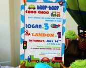 Set of 10 transportation Party Invitations Custom Il_170x135