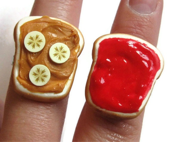 Peanut Butter Banana and Strawberry Jelly Best Friend Rings, Nickel Free