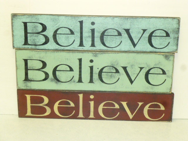 SHABBY CHIC BELIEVE sign / Primitive Believe sign / handpainted wood Believe sign / Believe wall sign / Believe