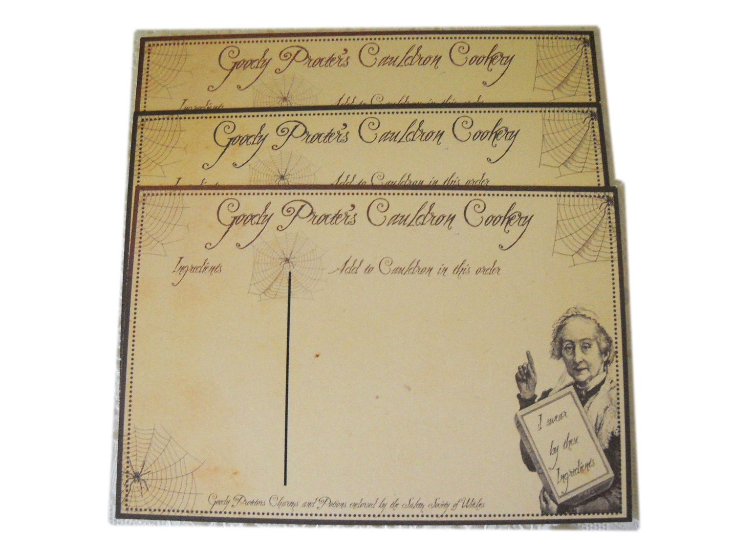 Halloween Recipe Cards Halloween Crone Salem Witch Recipe Card Spider Webs