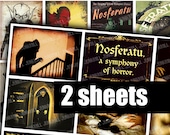 NOSFERATU - Digital Printable Collage Sheet -  Vintage Vampire Film Posters with Max Schrek, Murnau, Dracula, ATC, Instant Download
