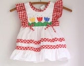 Vintage girls blouse with tulips 2/3T by Cradle Togs