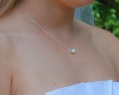 Pearl Necklace, Single WHITE Pearl, Bridesmaid Necklace, Bridal Necklace - Swarovski Pearl in Sterling Silver - The Pearl Solitaire Necklace