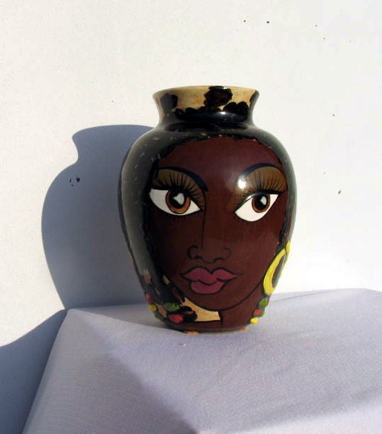 Unique Small Ceramic Pottery African Face VASE on Etsy