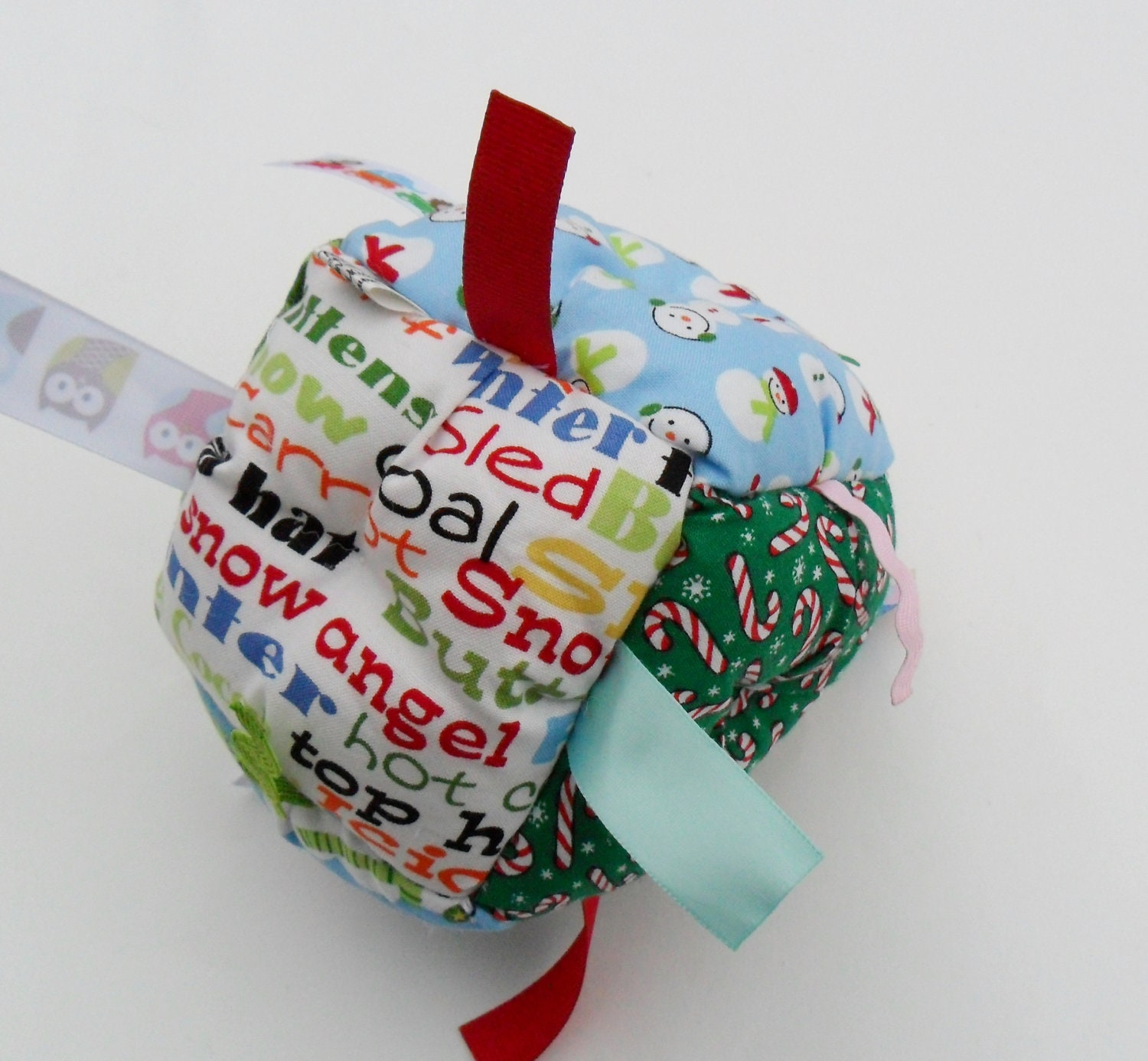 Baby Girl Boy Soft Block Toy Jumble Ball Rattle Ribbon Sensory Christmas