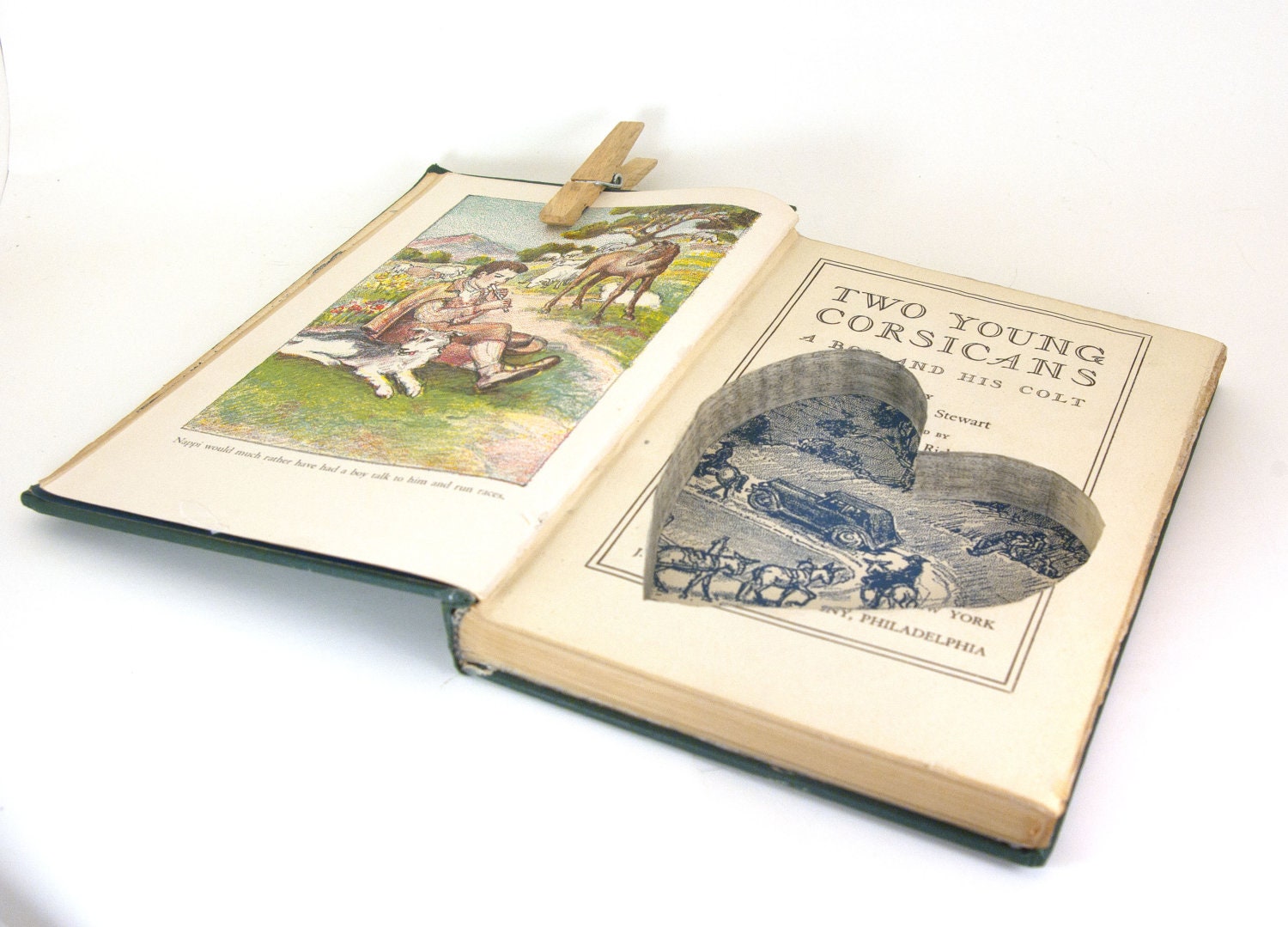 Wedding - Vintage Hollow Book Safe with Heart -  Two Young Corsicans