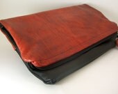 Sexy Red and Black Reversible  Fold-over Leather Clutch