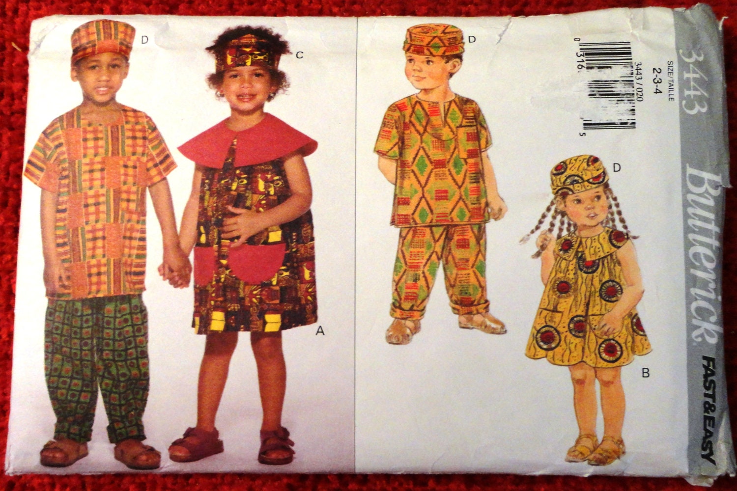 Butterick 3443 Childrens African Style Sewing Pattern