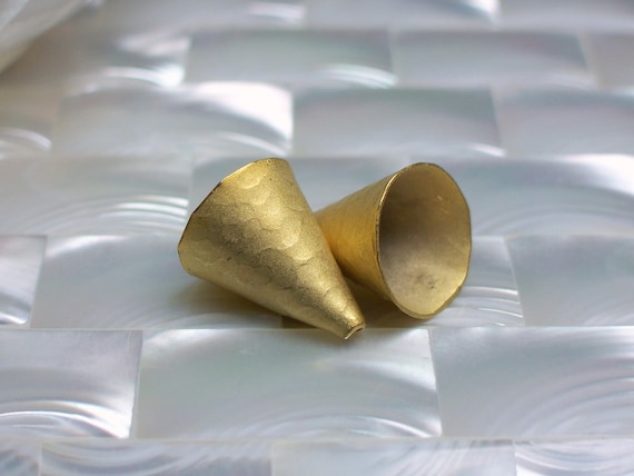 Hammered Matte Gold plated bead caps Cones 2pcs - jwlrywrkroom
