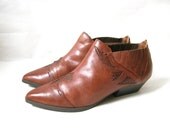 Vintage 80s  Southwestern Snake Skin Inlay  Cowboy Ankle Boots. Size 10
