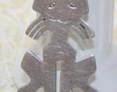 SALE Vintage Mexico Sterling Silver Coyote Dog Brooch Pendant