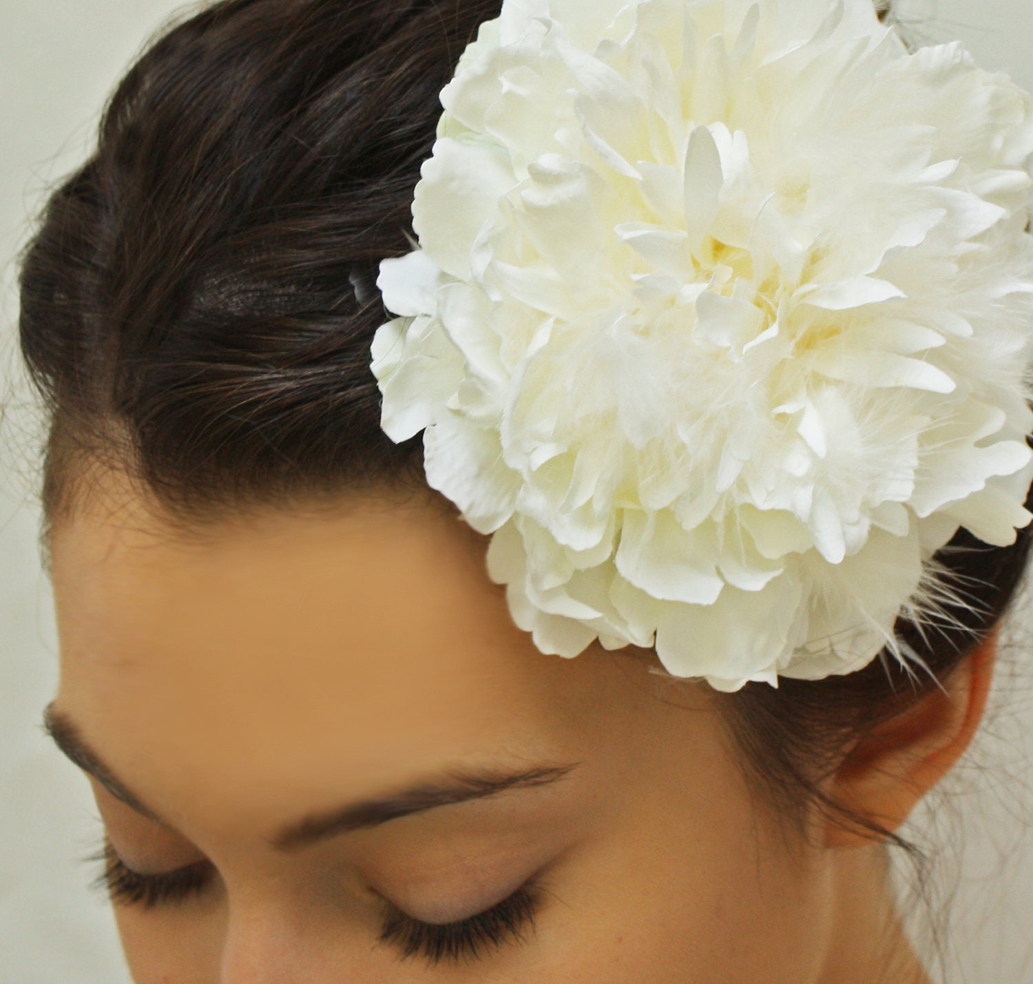 Feathered Peony Bridal Hair Fascinator
