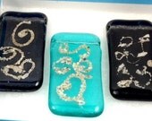 3 Memorial Keepsake fused glass Pieces with Pets Ashes