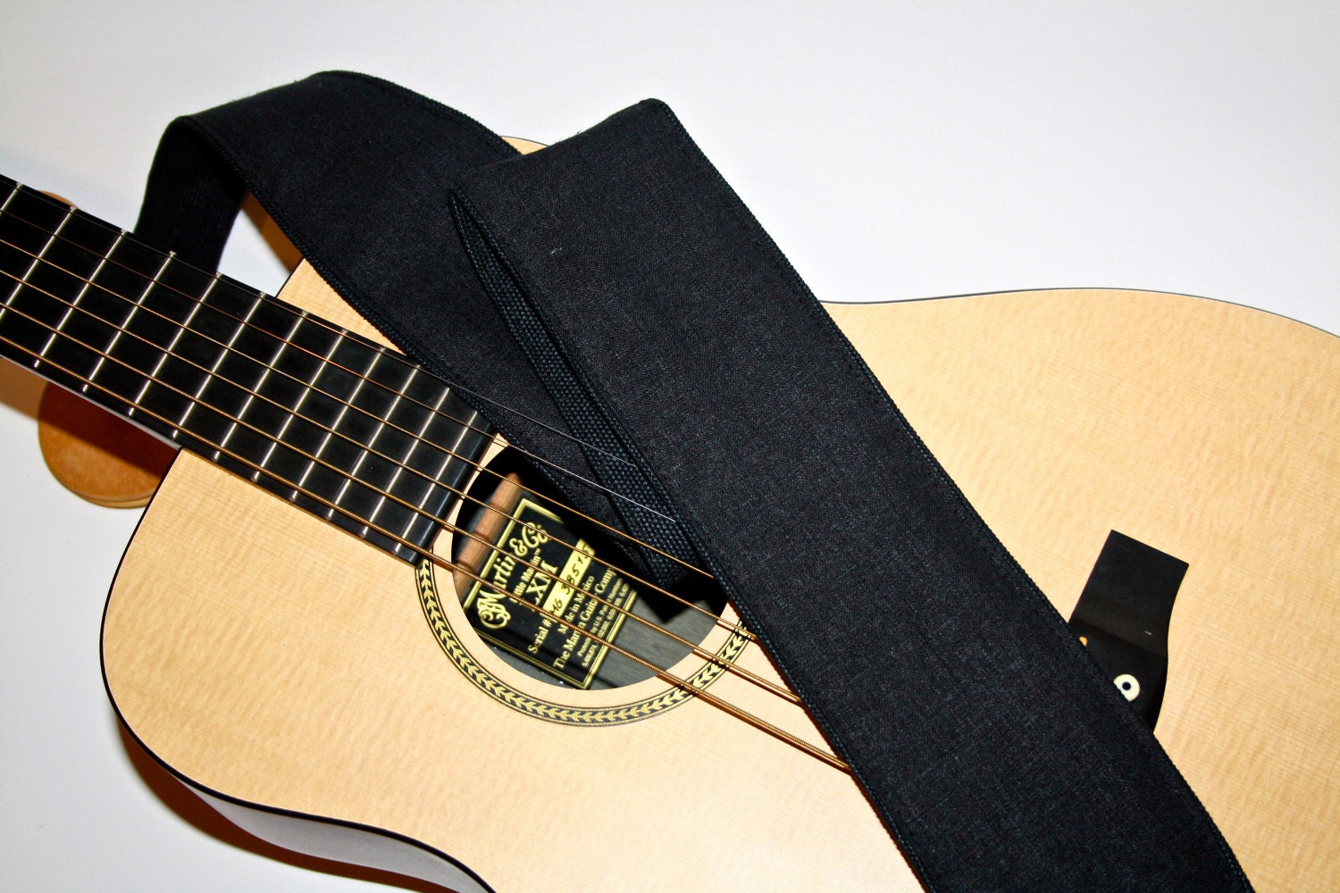 Hemp Guitar Strap-None More Black Hemp and Tencel Blend atop Hemp Canvas