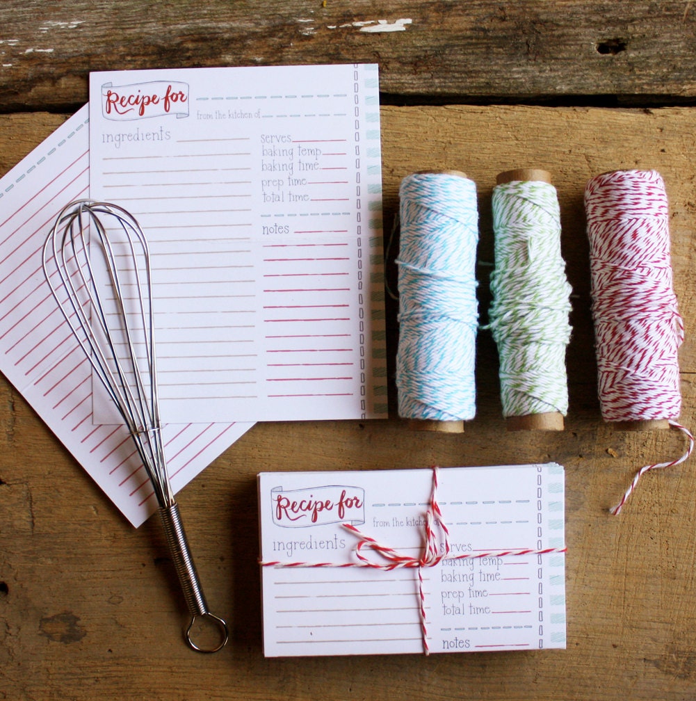 3x5 Recipe Cards Illustrated by Hand