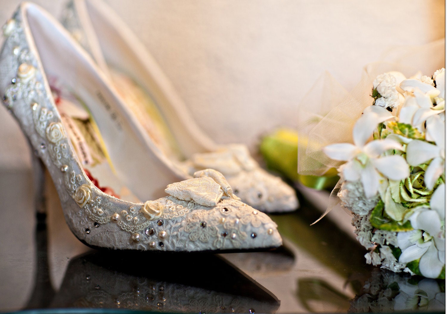 Wedding Day Fantasy Shoes.. bespoke bridal shoes hand crafted with vintage lace and Swarovski crystals