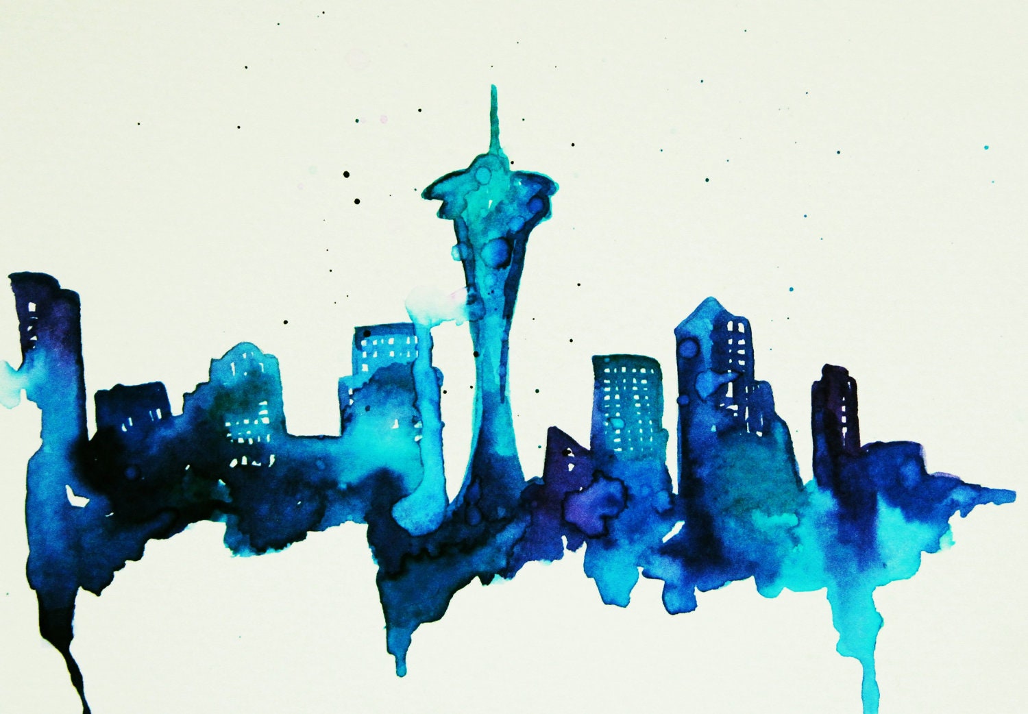 Seattle 5x7 Print of Watercolor Illustration