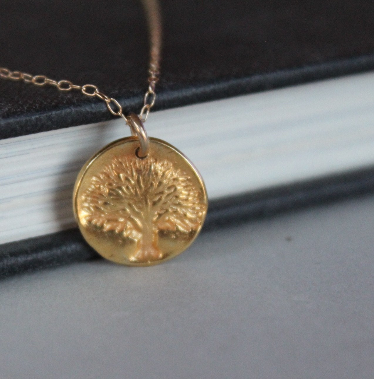 Gold Necklace, Tree of Life Necklace, Gold Necklace, Gold Charm Necklace, Mighty Oak, Bridesmaids Gifts, Everyday Jewelry Gold Filled