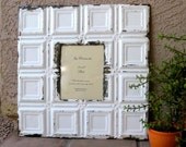 HUGE Antique Ceiling Tin 8x10 PICTURE FRAME Large 2ft / Wedding Frame / Wall Hanging / Industrial / Architectural Salvage