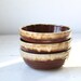 vintage 1950s brown drip bowls. 3 Monmouth pottery cereal / ice cream. Chestnut cream. Rustic mid century / the FALL FEAST bowls