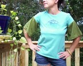 SaLE Baja BELL SLEEVE TOP Upcycled T Shirt Hippie rEcYcLeD
