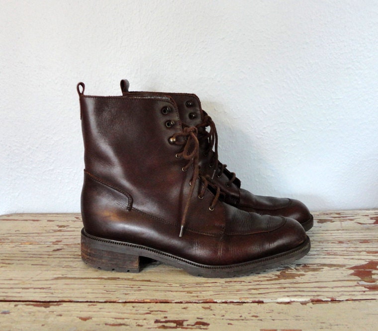 Vintage EDDIE BAUER Boots / Ankle Boots / Brown Leather Boots