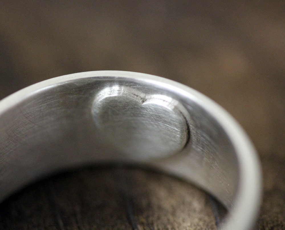 Mens wedding ring secret heart