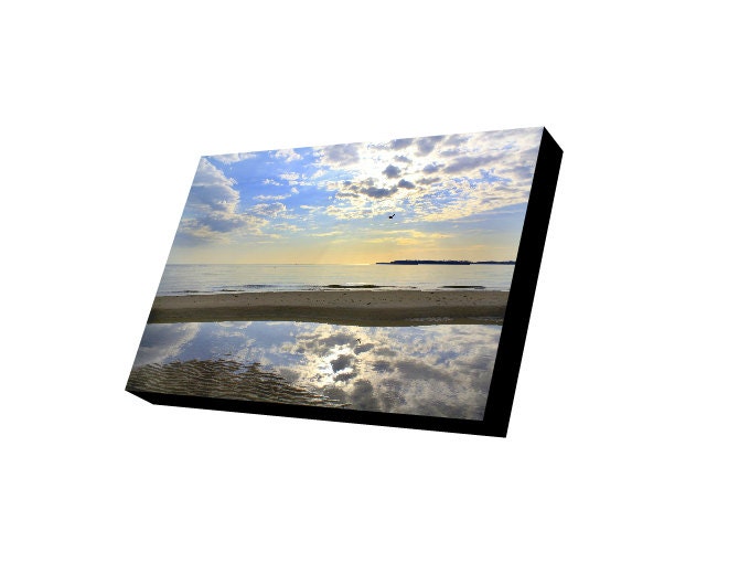 Sunrise Over the Bay Fine Art Photography Waterscape Nautical Photography - Chesapeake Bay Sunrise 8 x 12 on Canvas by Barbara Boward