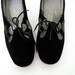 ON SALE 1960s Velvet Heels // Black Lace-up Velvet Heels