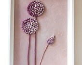 Allium Painting - Mixed Media Original - Lavender Lilac Textured Work in String and Pigments