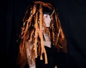 Copper Black Steampunk Gears Veil Hair Falls MTCoffinz --- Ready to Ship