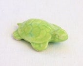 Stoneware Turtle in Lime Green Glaze