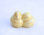 Two Lovebirds in Porcelain with Light Yellow Glaze - Wedding Cake Topper